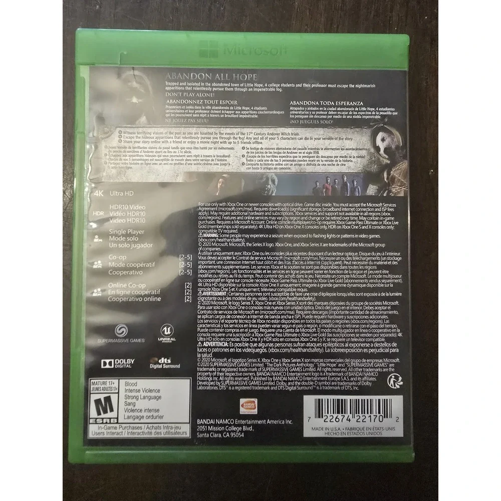 Dark Pictures Anthology: Little Hope Microsoft‎ Xbox One TESTED